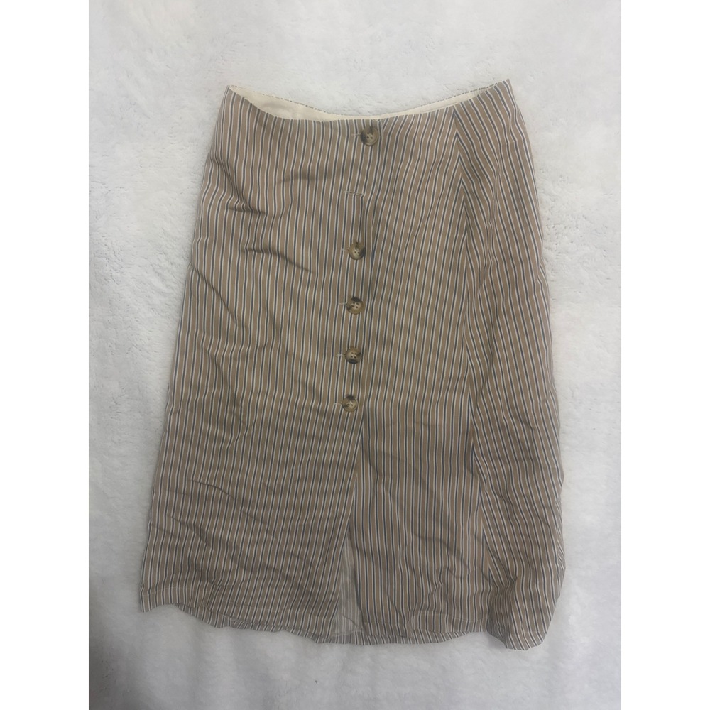 Lush Striped Button Front Midi Skirt Womens Career Casual Cute